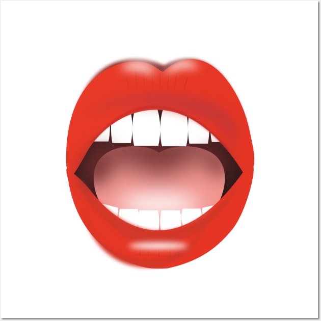 surprise mouth with red lips Wall Art by designInk